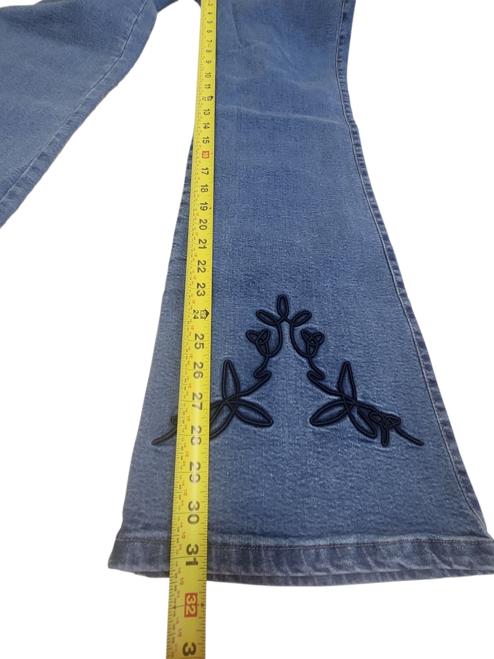 Vtg 90s Y2K Minelli Flare Stretch Jeans W/ THONG 11 Low Rise Blue Retro-RARE - Picture 7 of 16
